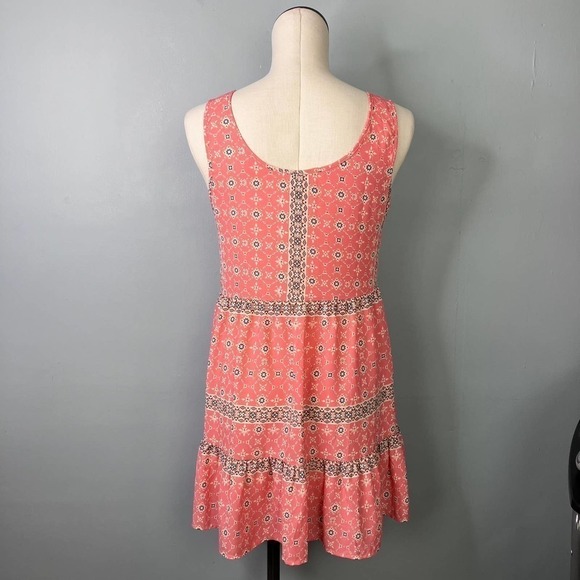 SWEET Journey Peachy Pink Casual Crepe Satin Sleeveless Mini Ruffle Dress Size S - Picture 5 of 12